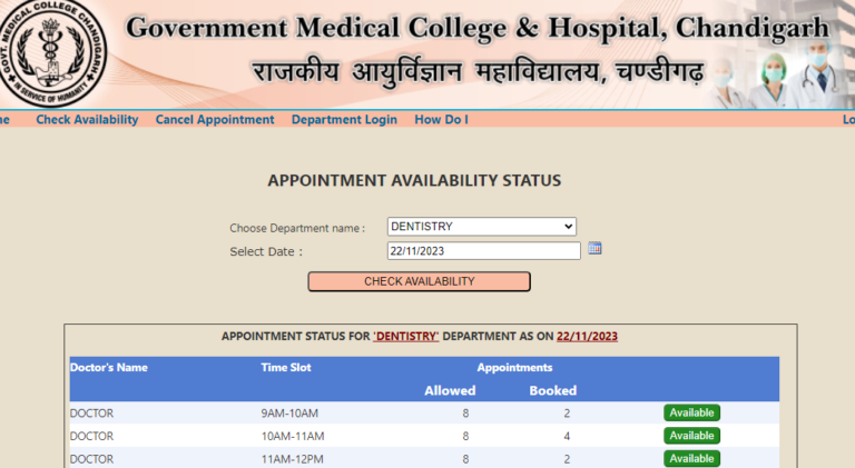 Online Appointment Booking for Medical Treatment in Chandigarh @ Chd nic in gmch 32 online appointment